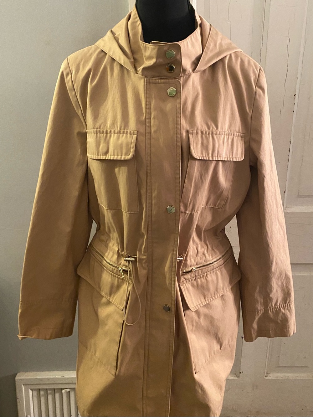 DKNY Tan Hooded Utility Anorak Jacket